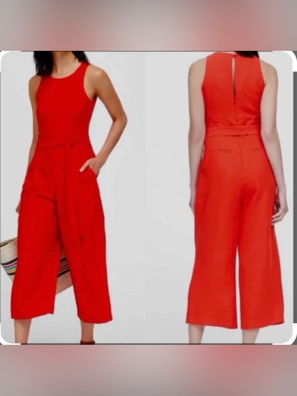 Banana Republic Petite Red Wide Leg Jumpsuit Size 6P